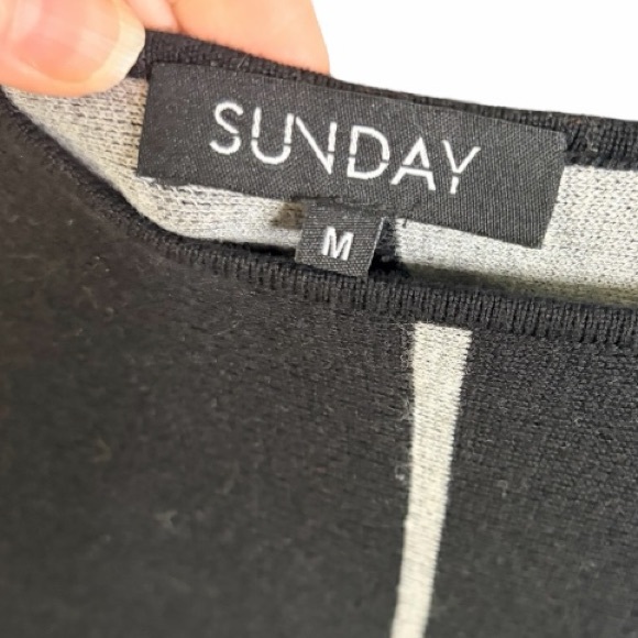 Sunday Black Sweatshirt with White Stripe - Picture 2 of 7